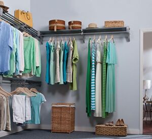 EZ Shelf – DIY Closet Organizer Kit – Expandable to 18.4 ft Hanging & Shelf Space – Silver