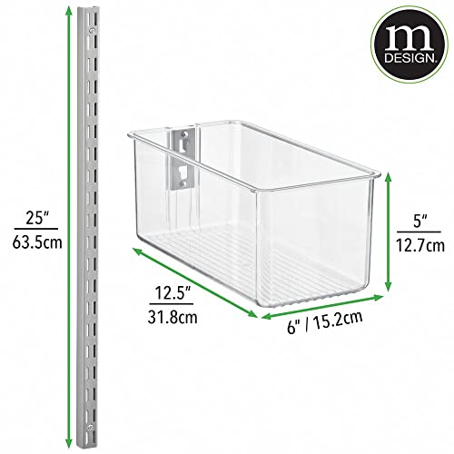 mDesign Plastic Wall Mount Bins with Metal Hanging Bar – Repositionable Bins – for Closet Storage and Organization – Holds Belts, Leggings, Shoes, Purses, Scarfs – Bins 5″ – Set of 3 – Clear | The Storepaperoomates Retail Market - Fast Affordable Shopping