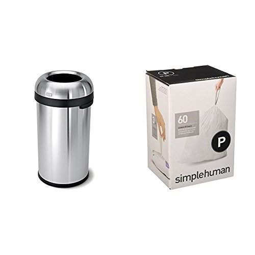 simplehuman 60 litre bullet open can heavy-gauge brushed stainless steel + code P 60 pack liners | The Storepaperoomates Retail Market - Fast Affordable Shopping