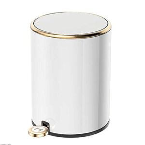 Trash can Nordic Stainless Steel Trash Can Household Pedal-Style Covered Kitchen Bathroom Living Room Bedroom Simple Human Trash can (Color : White)