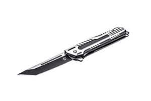 SE Spring Assisted Tanto Folding Knife with Black with Metal Machining Design – KFD20020-1