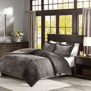 Premier Comfort Parker Corduroy Ultra Soft Luxury Premium Plush Comforter Mini Bedding Set, King/California King, Grey