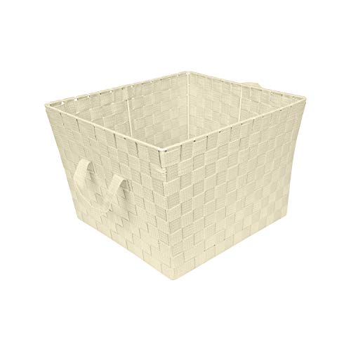 Large Ivory Woven Storage Tote | The Storepaperoomates Retail Market - Fast Affordable Shopping