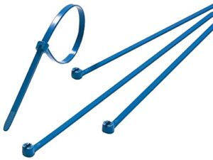 Thomas & Betts TY524M-NDT Ty-Rap 5″ Nylon 6.6 Compound, Detectable Cable Tie with Stainless Steel Locking Device (Pack of 100), Bright Blue