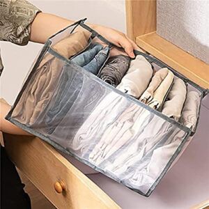 Wardrobe Clothes Organizer- 7 Grids Foldable Visible Grid Storage Box with Multiple Layers- Portable Washable Storage Containers for Underwear Socks Scarves Leggings Skirts T-shirts Jeans