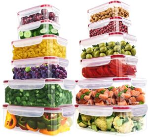 Utopia Kitchen Plastic Food Containers set – Pack of 24 (12 Containers & 12 Snap Lids) Food Storage Containers with Airtight Lids – Reusable & Leftover Lunch Boxes – Leak Proof & Microwave Safe