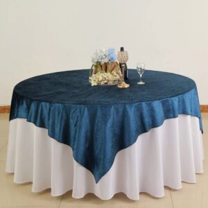 TABLECLOTHSFACTORY 72″x 72″ Navy Blue Premium Velvet Square Table Overlay Square Tablecloth Cover for Wedding Party Event Banquet