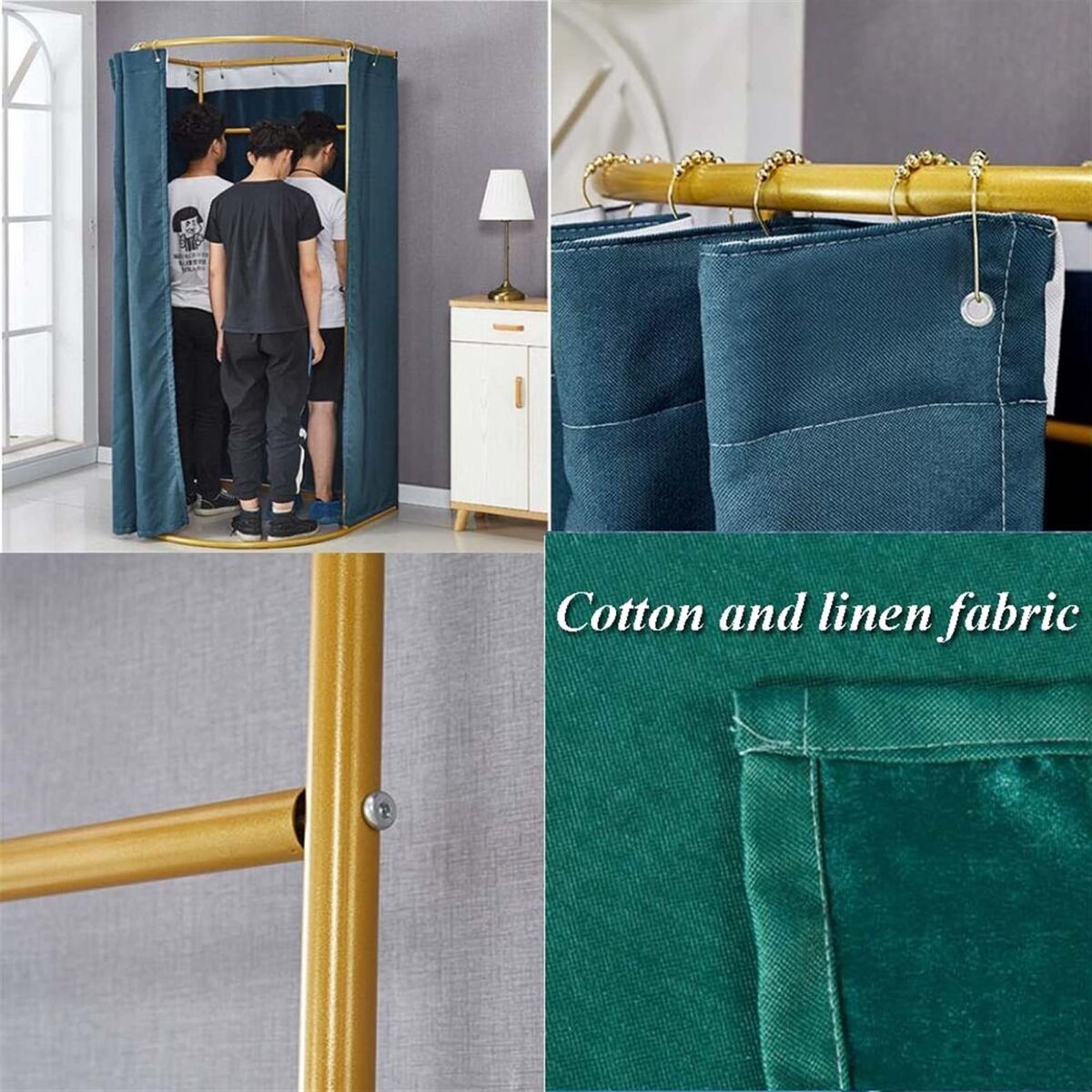 SXFYWYM Clothing Store Fitting Room, Fitting Room Clothing Store Protection Privacy Partition for Office U-Type Track Locker Room Mobile Dressing Room Kit Cotton Linen Curtains | The Storepaperoomates Retail Market - Fast Affordable Shopping