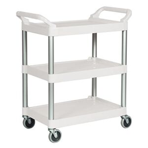Rubbermaid Commercial Products Plastic Utility Service Cart, White, with Wheels