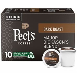Peet’s Coffee, Dark Roast K-Cup Pods for Keurig Brewers – Major Dickason’s Blend 10 Count (1 Box of 10 K-Cup Pods) Packaging May Vary