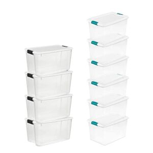 Sterilite Clear Stackable Set of 70 Quart Ultra Latch Storage Boxes (4 Pack) & 64 Quart Container Totes (6 Pack) with Latching Lids
