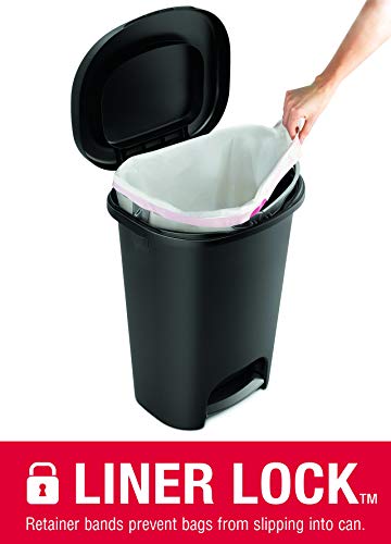 Rubbermaid Classic 13 Gallon Premium Step-On Trash Can with Lid and Stainless-Steel Pedal, Black Waste Bin for Kitchen | The Storepaperoomates Retail Market - Fast Affordable Shopping
