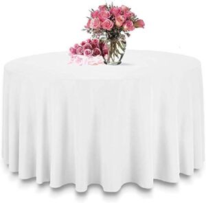 TANIASH White Round Tablecloth 6 Packs 120inch 100% Polyester Tablecloths for Wedding/Party…