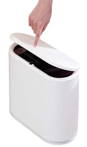 Sooyee 10 Liter Rectangular Plastic Trash Can Wastebasket with Press Type Lid,2.4 Gallon Garbage Container Bin for Bathroom,Powder Room,Bedroom,Kitchen,Craft Room,Office (Cream White)