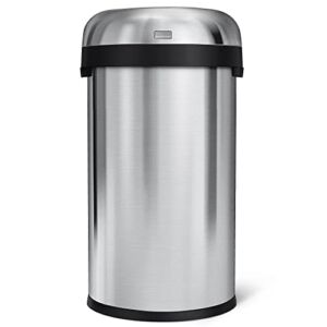 simplehuman 60 Liter / 16 Gallon Bullet Open Top Trash Can, Commercial Grade Heavy Gauge, Brushed Stainless Steel