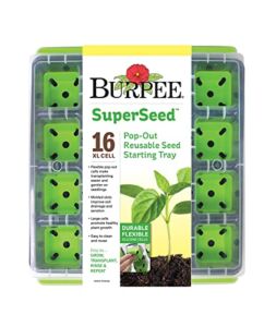 Burpee SuperSeed Seed Starting Tray | 16 XL Cell | Seed Starter Tray | Reusable & Dishwasher Safe | for Starting Vegetable Seeds, Flower Seeds & Herb Seeds | Indoor Grow Kit for Deep-Rooted Seedlings