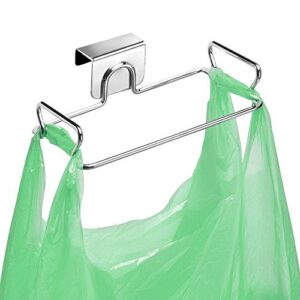 Large Stainless Steel Trash Bag Holder for Kitchen Cabinets Doors and Cupboards, Stainless Steel