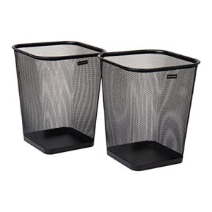 Mind Reader 2SQUAGA-BLK 2-Piece Garbage Waste Basket Recycling Bin Set, Square Metal Mesh, Black