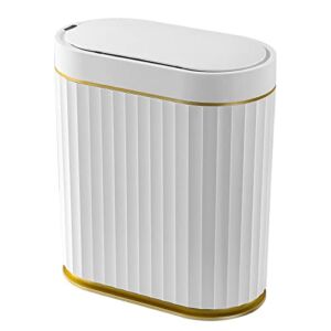 White Gold Trash Can for Bathroom, MOPUP Garbage Can with Motion Sensor Lid, Small Automaic Open Lid Trash Bin, Mini Electric Wastebasket Touchless, Nice Gift, Suit for Bedroom,Office(no Batteries)