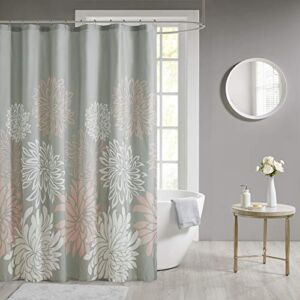 Madison Park Essentials Maible Fabric Shower Curtain Floral Design Modern Home Bathroom Decor, Bathtub Privacy Screen, 72″ x 72″, Blush (MPE70-864)