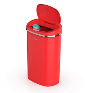 Mainstay Motion Sensor Trash Can, 13.2 Gallon, Red Stainless Steel