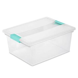 Sterilite Clear Plastic Deep Multipurpose Stackable Storage Container Tote with Indexed Latching Lid for Household or Office Organization, 12 Pack