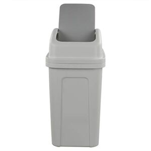 Nicesh 2.6 Gallon Swing Top Trash Can, 10 L Plastic Garbage Can with Swing Lid (Grey)