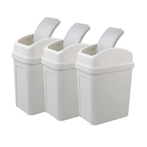 Fiazony 3-Pack 4 Gallon Plastic Trash Can, Garbage Can with Swing-top Lid, Gray