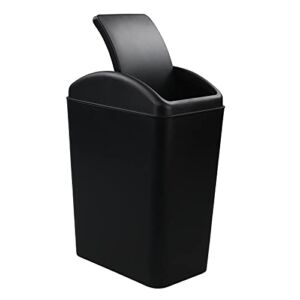 Cand 1 Pack Kitchen Garbage Can, Plastic Trash Can with Swing Lid, 16 L (Black)