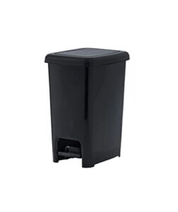 Superio Slim Step On Trash Can 6.5 Gallon, Black Waste Bin with Foot Pedal Lid 26 Liter, Kitchen, Under Desk, Office, Bedroom, Bathroom