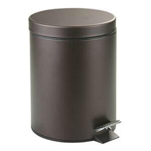 iDesign 44211EU Metal Step Trash Can with Lid, 5 Liter Waste Basket Bin with Insert for Bathroom, Kitchen, Office, 8″ x 8″ x 11″, Bronze