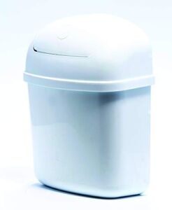 Camco RV Cabinet Mount Trash Can | Ideal for Tight Spaces in RVs, Boats, Dorms, Kitchens, Bathrooms, Laundry Rooms, and More | Spring-Top Lid | 3-Quart, White (43961)