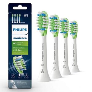 Philips Sonicare Genuine W3 Premium White Replacement Toothbrush Heads, 4 Brush Heads, White, HX9064/65