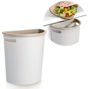 Subekyu Small Trash Can, Hanging Waste Bin Under Kitchen Sink, Plastic Wastebasket Over Cabinet Door with Top Ring to Fix Garbage Bag.