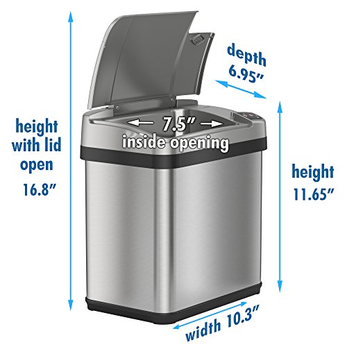 iTouchless 2.5 Gallon Garbage Fragrance, Touchless Automatic Bin, Perfect for Bathroom and Office Trash Cans with AbsorbX Odor Filter, 2 Gal Sensor Stainless Steel | The Storepaperoomates Retail Market - Fast Affordable Shopping