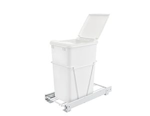 Rev-A-Shelf White Steel Pull Out Waste/Trash Container w/included lid, Standard