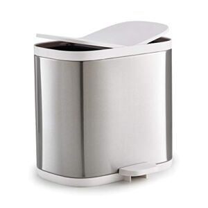 Joseph Joseph Split Step Trash Can Recycle Bin Dual Compartments Removable Buckets, 1.6 Gallon/6 Liter, Stainless Steel