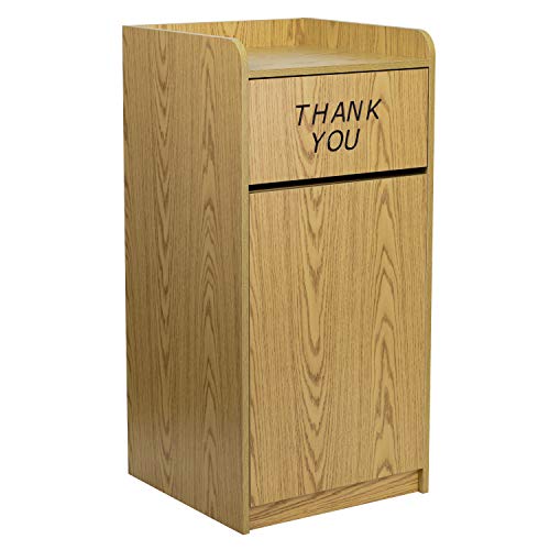 Flash Furniture Sony Laminate Wood Tray-Top Commercial Grade Trash Receptacle in Oak | The Storepaperoomates Retail Market - Fast Affordable Shopping