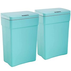 HGS Kitchen Trash Can Waste Bin Garbage Can Touch Free 13 Gallon Automatic Trash Bins with Lid, 50 Liter Sensor Touchless Garbage Bin for Bedroom Bathroom Home Office, 2 Pack (Blue)