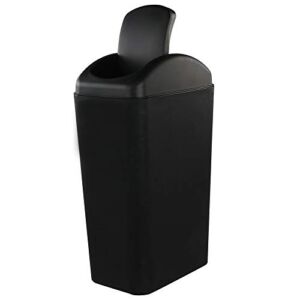 Pekky Plastic Kitchen Trash Can,14 L, Black Lid Garbage Bin, Ideal for Condos, Hotels or Dorm Rooms
