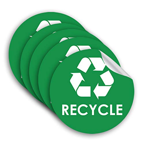 Recycle Sticker Trash Bin Label – 4″ x 4″ – 5 Pack Organize Garbage Waste from Recycling – Great for Metal Aluminum Steel or Plastic Trash Cans – Indoor & Outdoor – Use at Home Kitchen & Office | The Storepaperoomates Retail Market - Fast Affordable Shopping