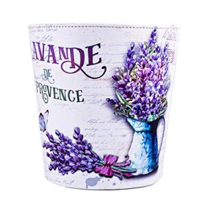 Scakbyer 10L/2.64 Gallon Trash Can, Decorative Waste Basket, PU Leather Waste Paper Basket, Waterproof Garbage Can for Bathroom, Bedroom, Office, Kitchen and Living Room – Lavender