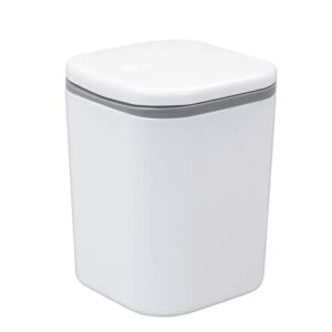 Joyeen Mini Garbage Can, Plastic Desktop Trash Can with Lid (White)
