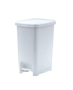 Superio 10.5 Gal Slim Step On Pedal Plastic Trash Can, Waste Bin for Under Desk, Office, Bedroom, Bathroom- 42 Qt White