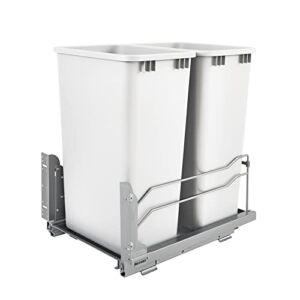 Rev-A-Shelf 53WC-2150SCDM-211 Double 50 Quart Bottom Mount Pull Out Waste Container for Full Height Kitchen Cabinets with Soft Close System