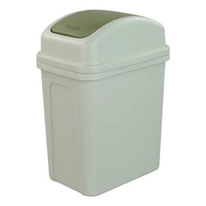 Asking 1.8 Gallon Small Trash Can with Swing-top Lid, Plastic Garbage Bin, Green