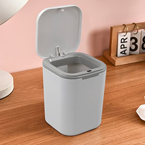 AnnkkyUS 2 L Mini Trash Can, Tiny Trash Can with Lid (Grey) | The Storepaperoomates Retail Market - Fast Affordable Shopping