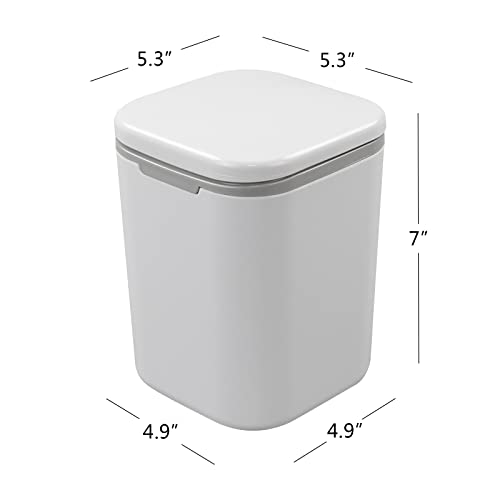 AnnkkyUS 2 L Mini Trash Can, Tiny Trash Can with Lid (Grey) | The Storepaperoomates Retail Market - Fast Affordable Shopping