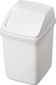 Small Trash can with lid 2 Liter/ 0.5 Gallon Mini Wastebasket for Countertop, Coffee Area, Dorm Room Essentials, Bathroom, Office & Home, Kitchen, Bedroom – White