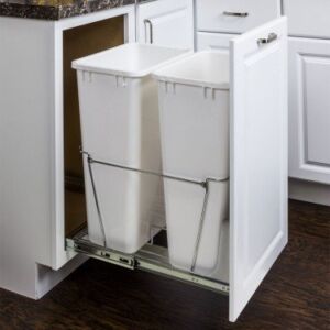 50-Quart Double Pullout Waste Container System with Full Extension Ball Bearing Slides (Polished Chrome)
